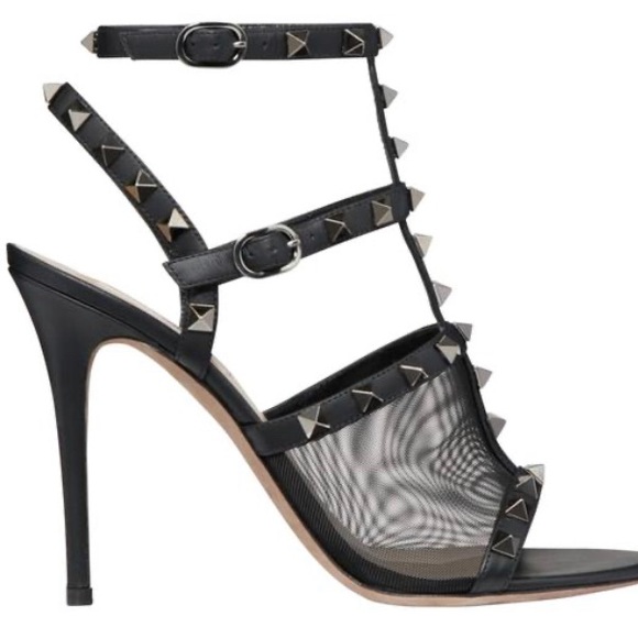 Valentino Shoes - Valentino Black Rockstud Mesh Stud Stiletto